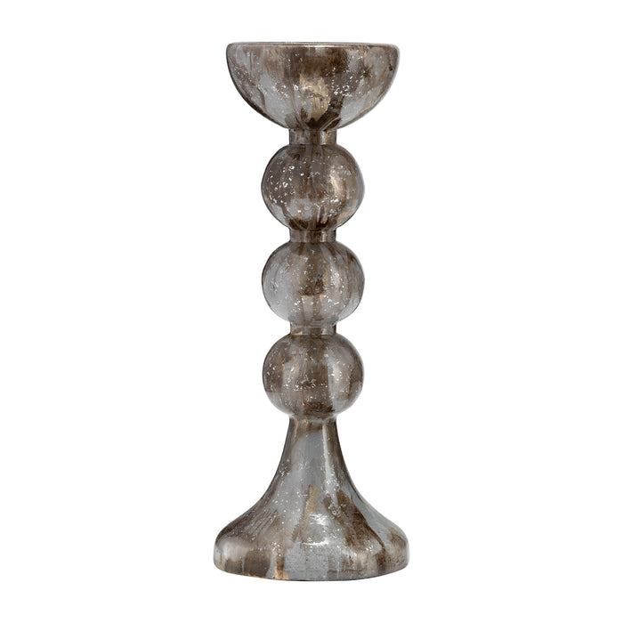 Glass Bubbly Candle Holder - Brown