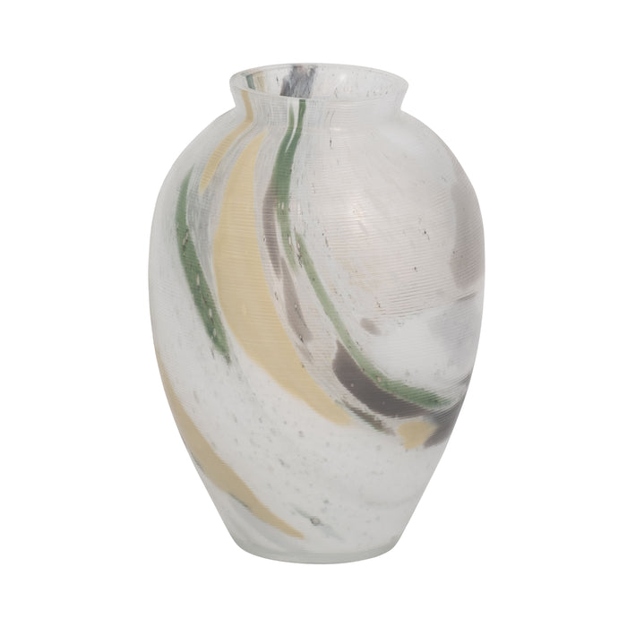 Marco Glass 9" Marbled Look Vase - Multi