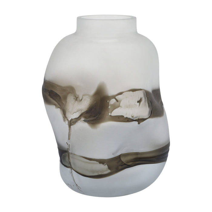 Glass 14'' Dented Vase - Gray