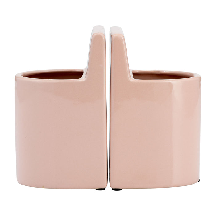 Ceramic Pouch Bookends 6" (Set of 2) - Blush