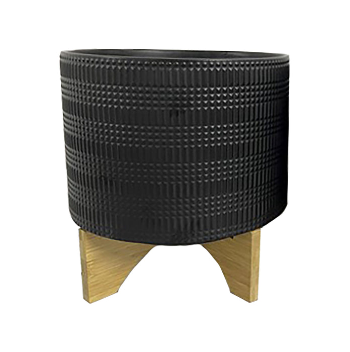 Ceramic Tribal Planter With Stand 5" - Black