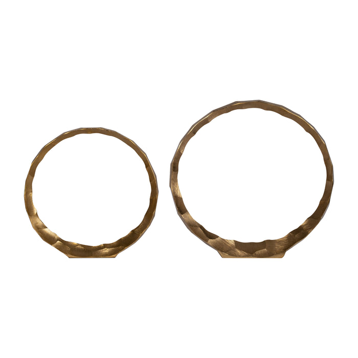 Metal Hammered Decorative Rings 14 / 17"(Set of 2) - Gold