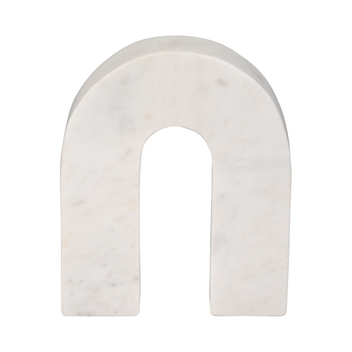 Marble 7" Horseshoe Tabletop Deco - White