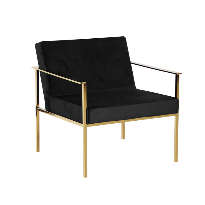 Velveteen Arm Chair - Black / Gold