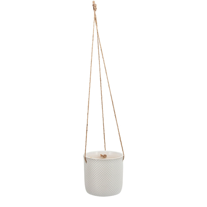Dotted Hanging Planter 7" - White