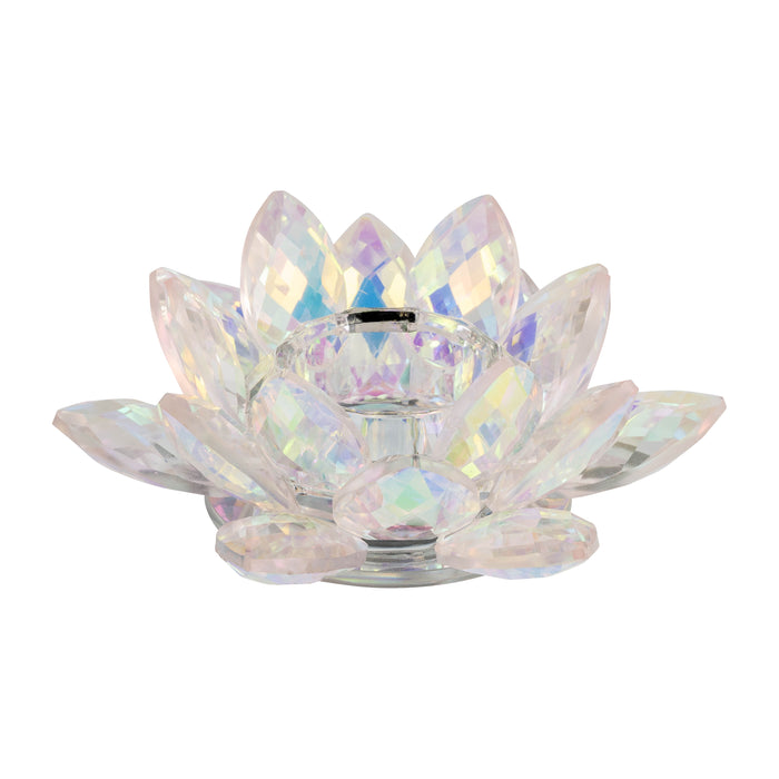 Blush Crystal Lotus Votive Holder 6" - Pink