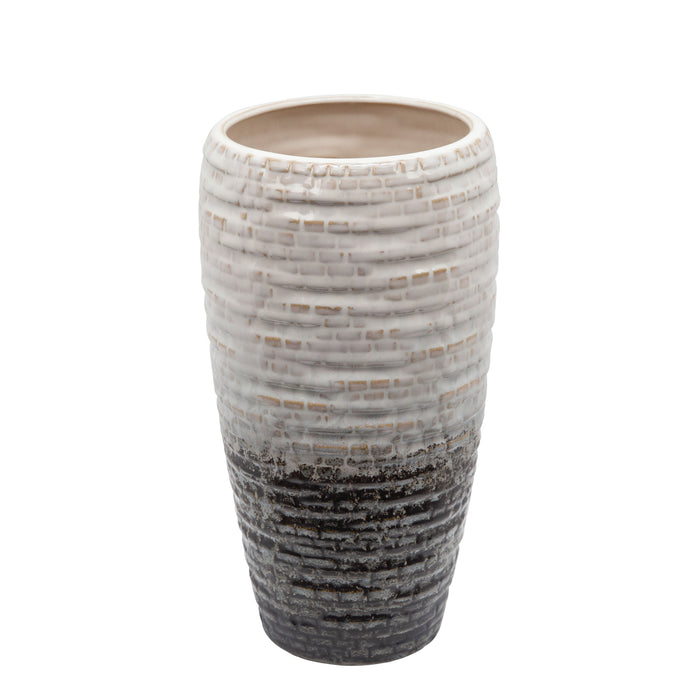 Textured Vase 11" - Cream