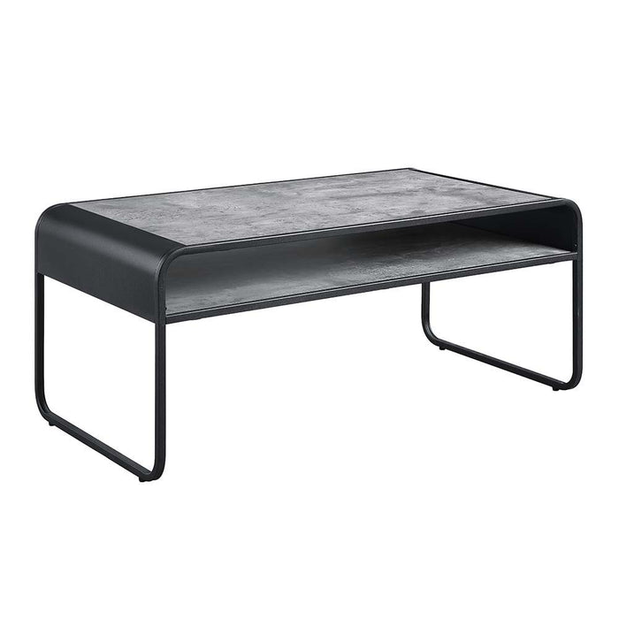 Raziela - Coffee Table - Concrete Gray & Black Finish