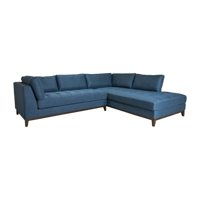 Modern Raf Fixed Corner Sofa - Blue / Gray