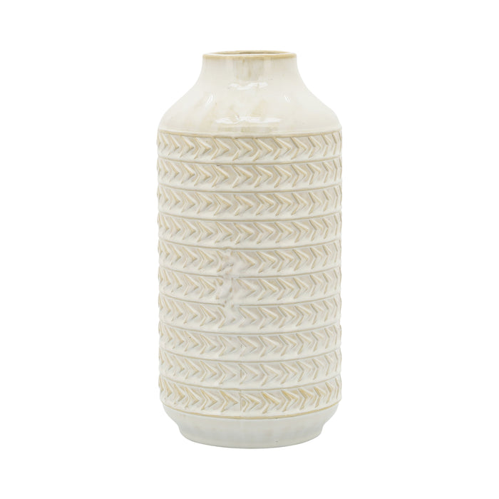 Ceramic Aztec Vase 13" - Ivory