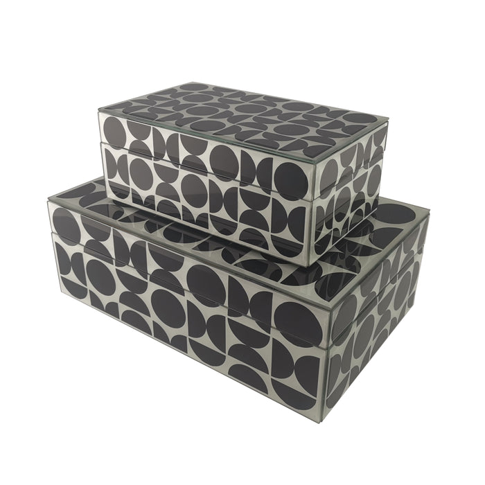Glass 8/11" Modern Print Boxes (Set of 2) - Black/White