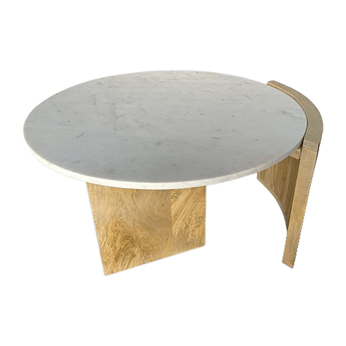 32" Marble Top Mango Coffee Table - White/Natural