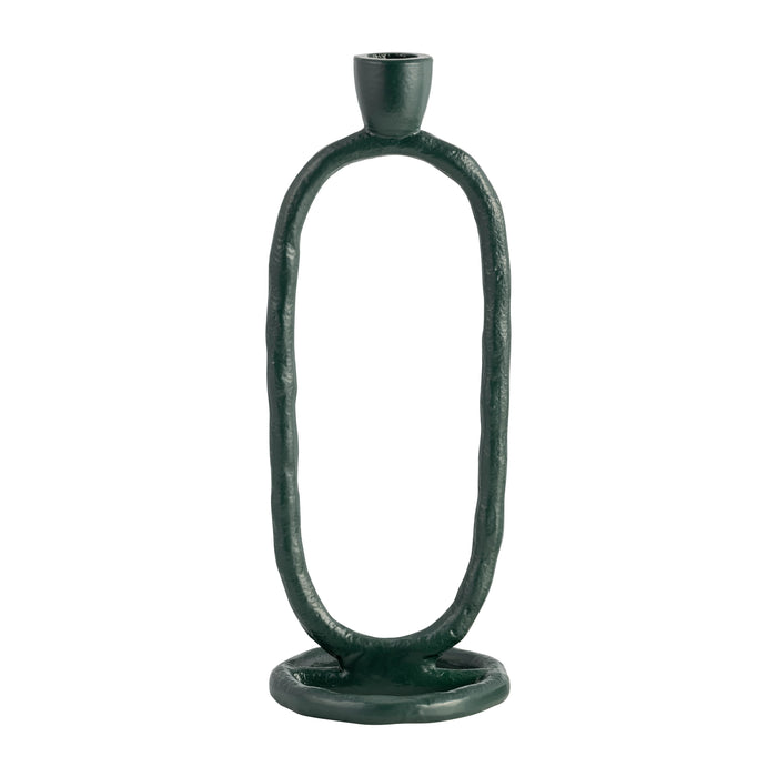 Metal 11" Open Oval Taper Candleholder - Dark Green