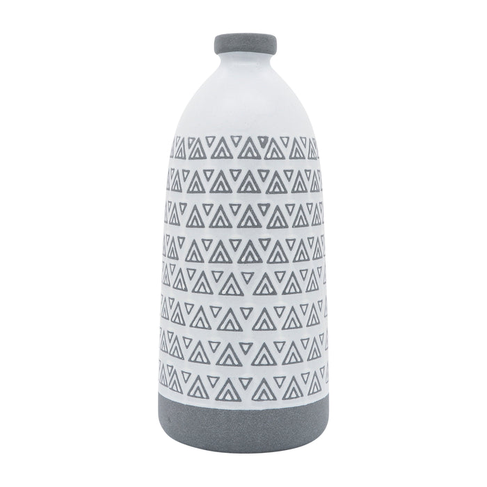 Ceramic Aztec Vase 18" - Gray