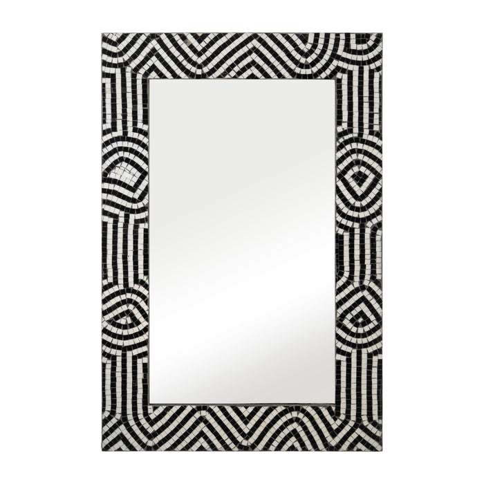 Mosaic Modern Tiled Rect Mirror 24 x 36" - Black / White