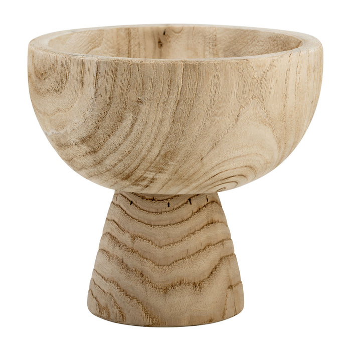 Wood Bowl With Stand 8" -Natural