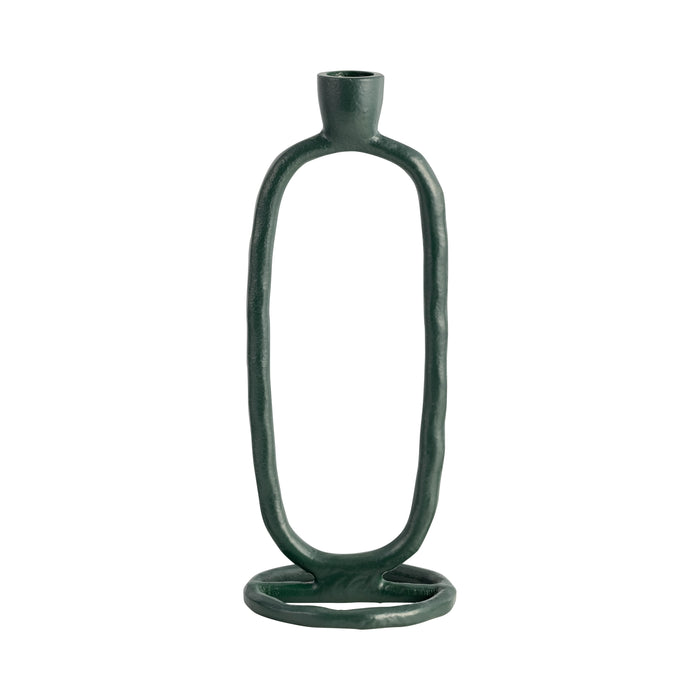 Metal 10" Open Oval Taper Candleholder - Dark Green