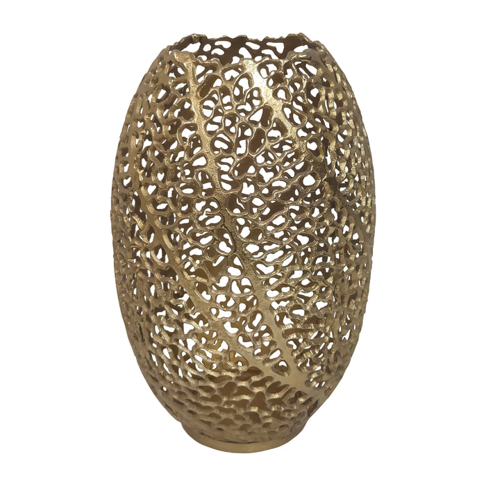 20" Meadow Metal Urn Shape Vase - Gold