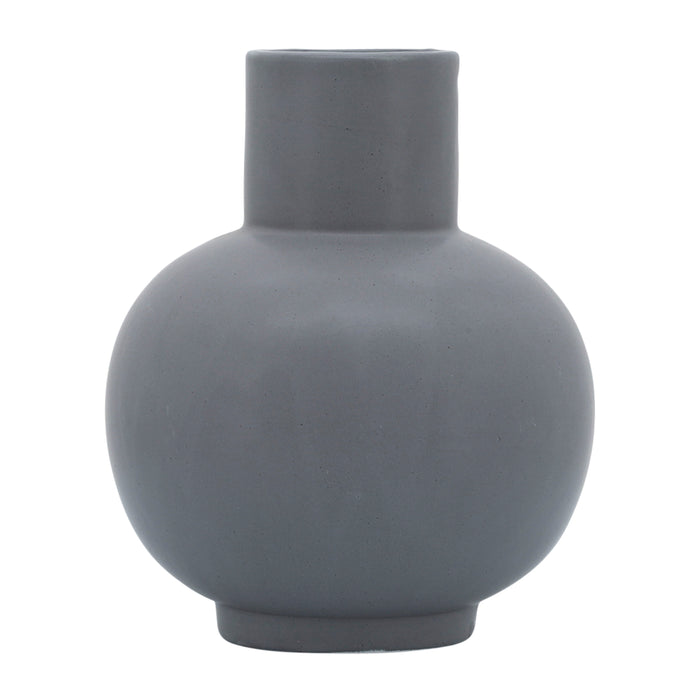 Ceramic 7" Bulbous Vase - Gray