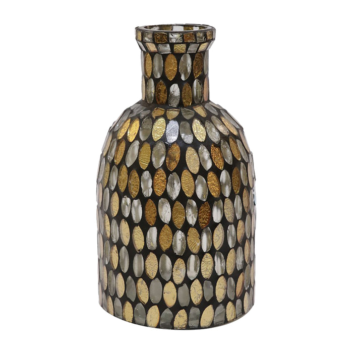 Glass 8" Mosaic Vase - Copper