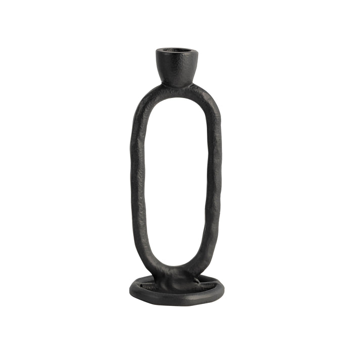 Metal 8" Open Oval Taper Candleholder - Black