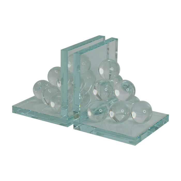 Glass 6" Orb Bookends (Set of 2) - Clear