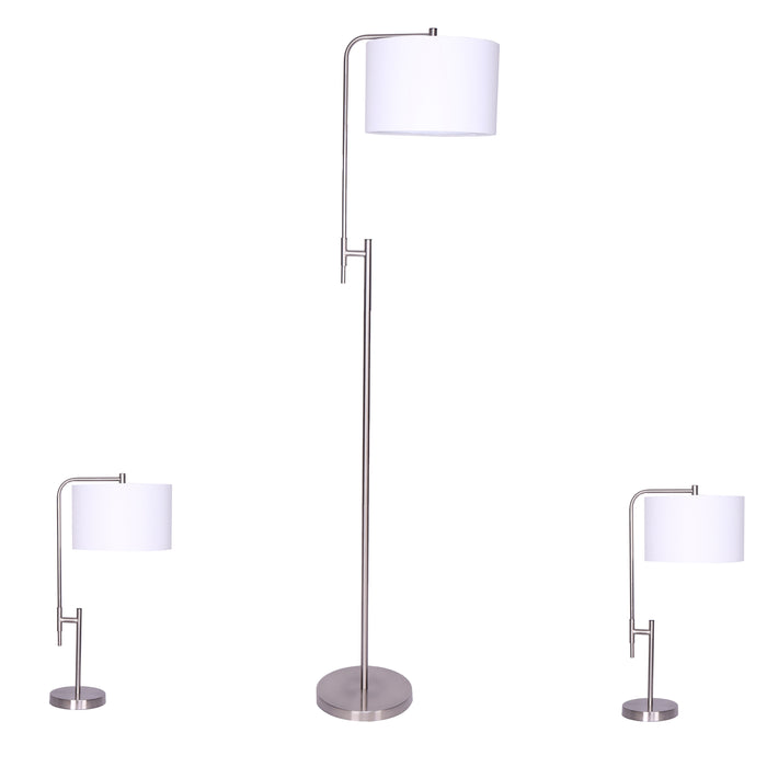 Metal Table And Floor Lamp 57" (Set of 3) - Silver