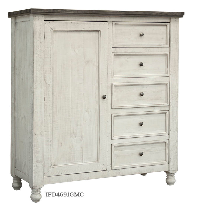 Stone - Chest With 5 Drawer / 1 Door - Antiqued Ivory / Weathered Gray