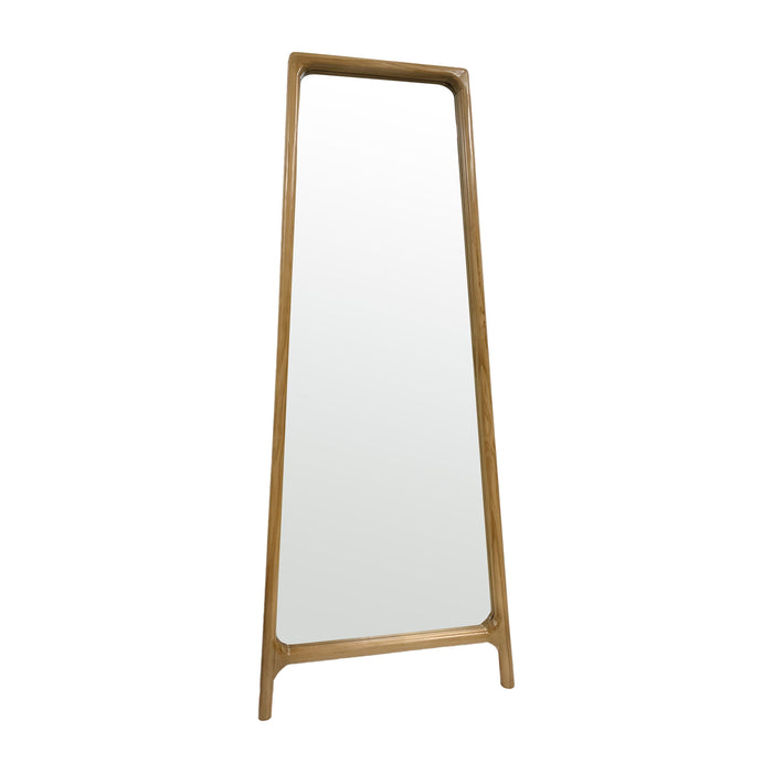 Wood 28 x 71 Wood Frame Floor Mirror On Stand - Natural