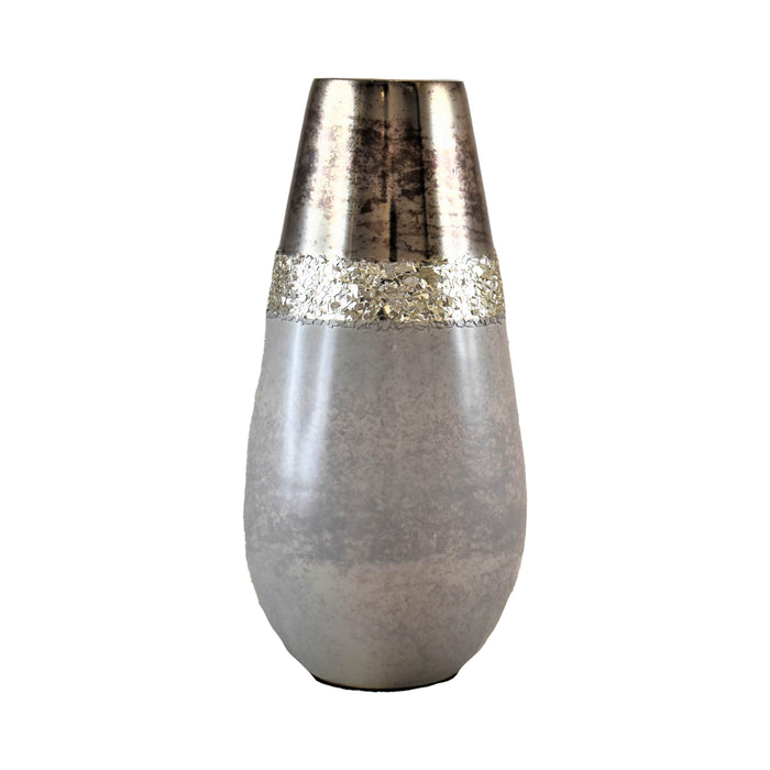 Glass 12" Metallic Vase - Champagne