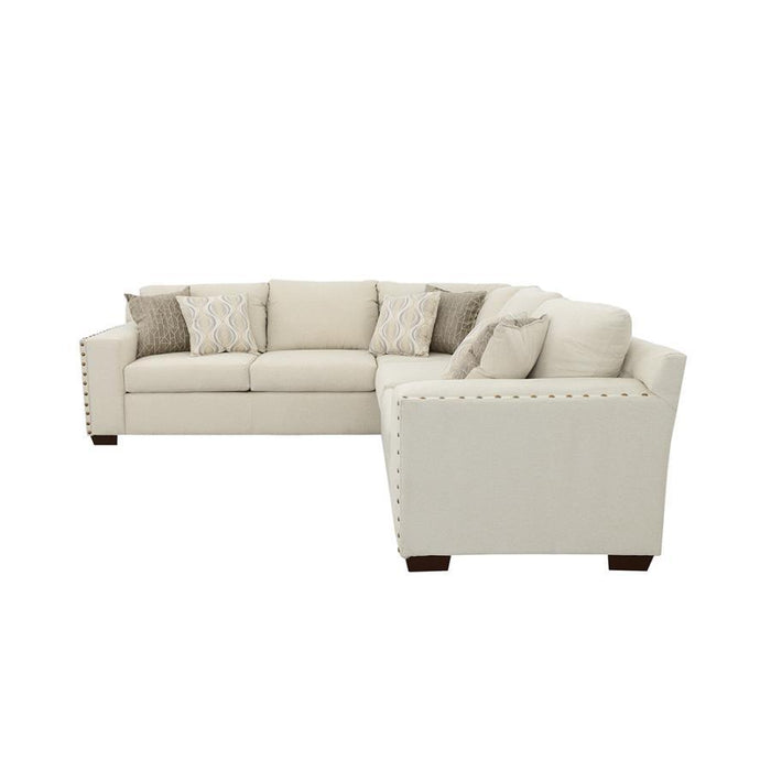 Aria - L-Shaped Sectional With Nailhead - Oatmeal