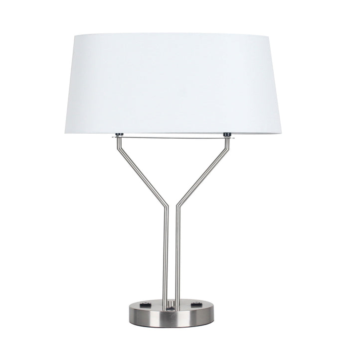 Metal Table Lamp With Usb Outlet - 26.75" - Silver