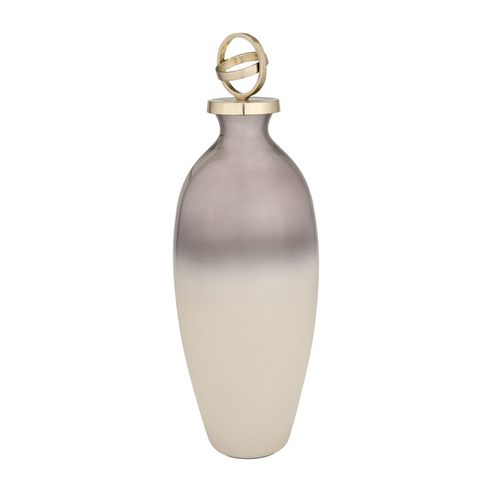 Glass Bottle With Sphere Lid 22" - Gray