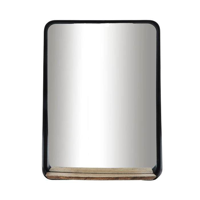 Metal Mirror With Shelf 22 x 30" - Black / Brown