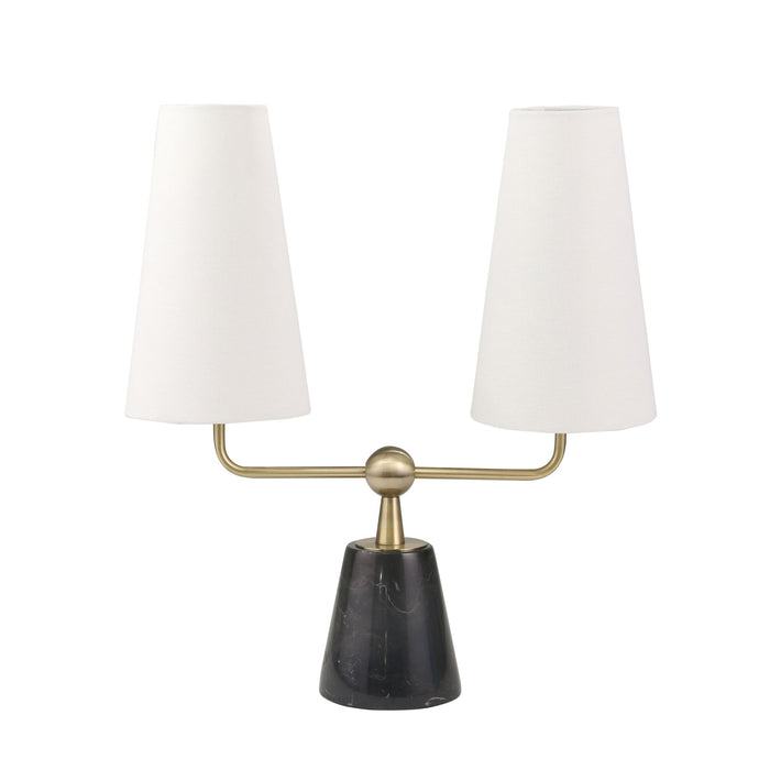 Marble Metal Twin Light Table Lamp 23" - Black / Gold