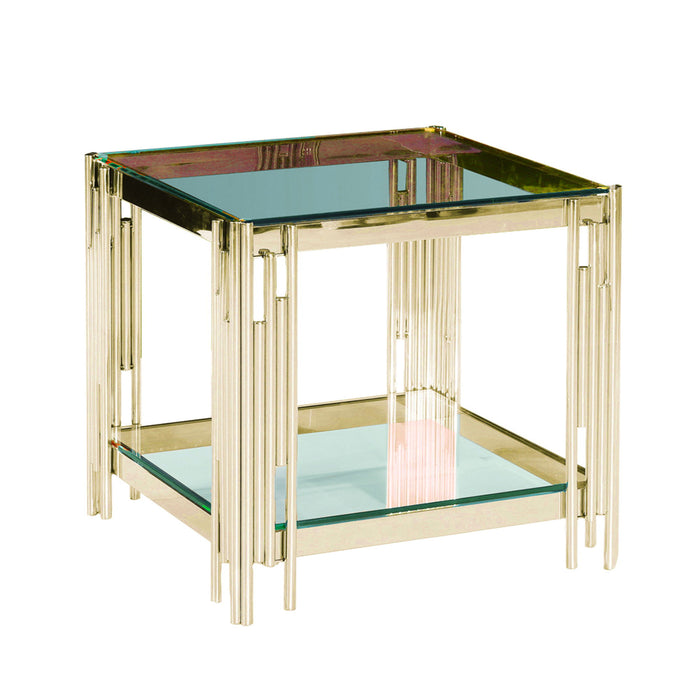 2-Tier Accent Table - Gold / Glass