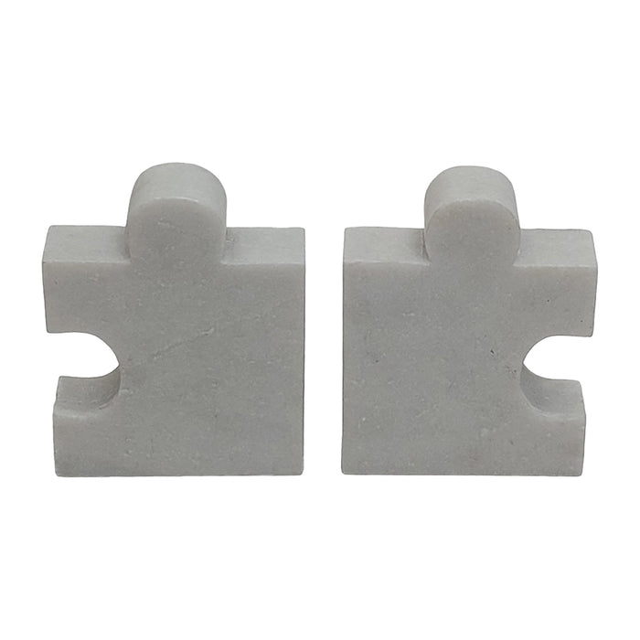 Marble 5" Puzzle Piece Bookends (Set of 2) - White