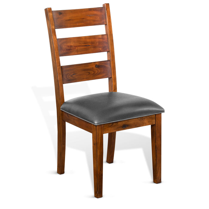 Tuscany - Ladderback Chair With Cushion Seat - Dark Brown / Dark Gray