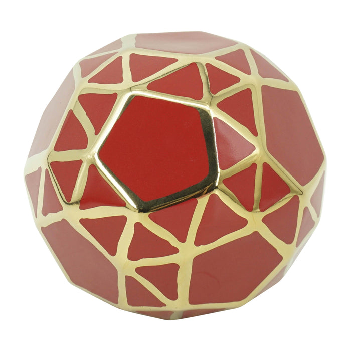 Ceramic Orb 6" - Red/Gold