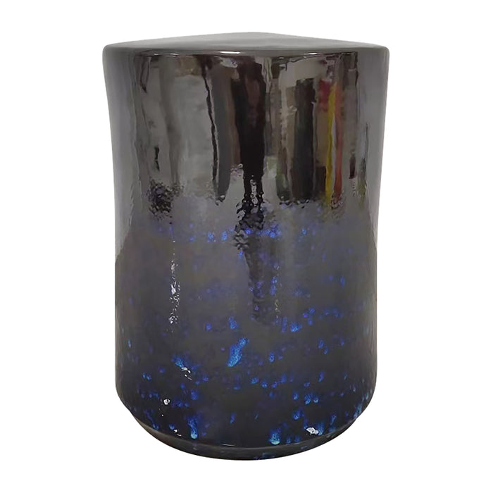 Porcelain 18" Reactive Glaze Stool - Blue