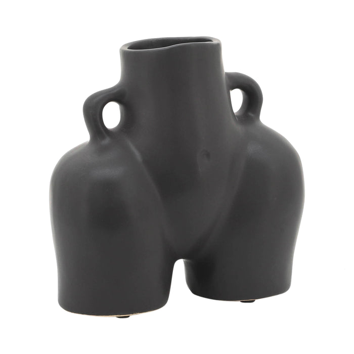 Ceramic Half Body Vase 6" - Black