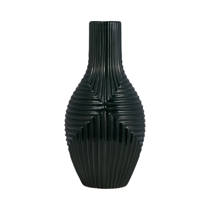Ceramic Tribal Vase 16" - Forest Green