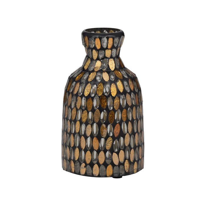 Glass 7" Mosaic Vase - Copper
