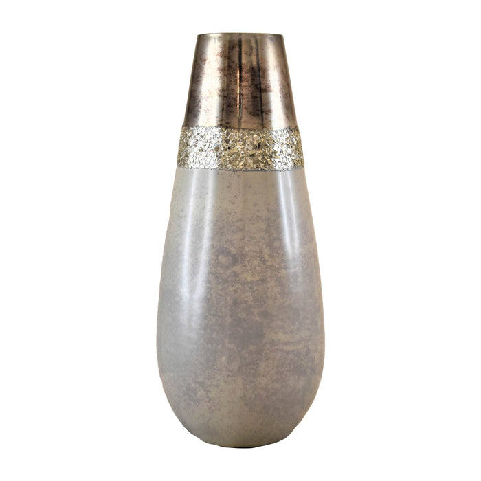 Glass 15" Metallic Vase - Champagne