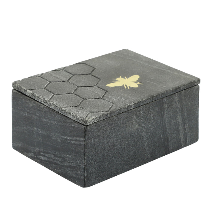 Marble Box With Bee Accent - Black