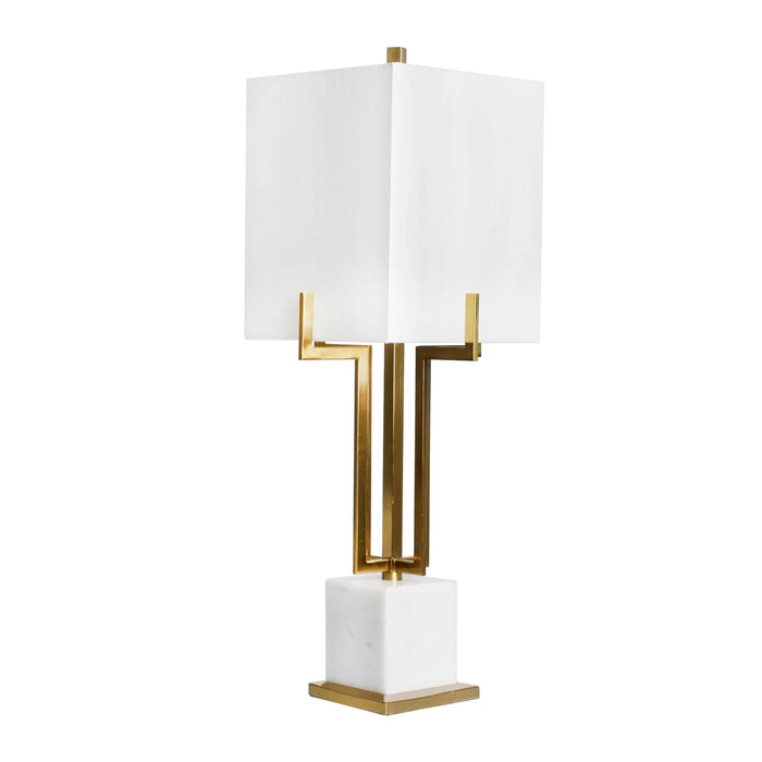 Metal Table Lamp With Marble Base 32" - Gold