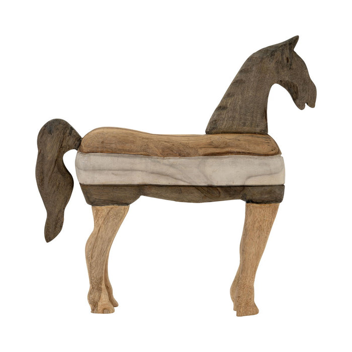 Mago Wood Horse Sculputure 14" - Dark Brown