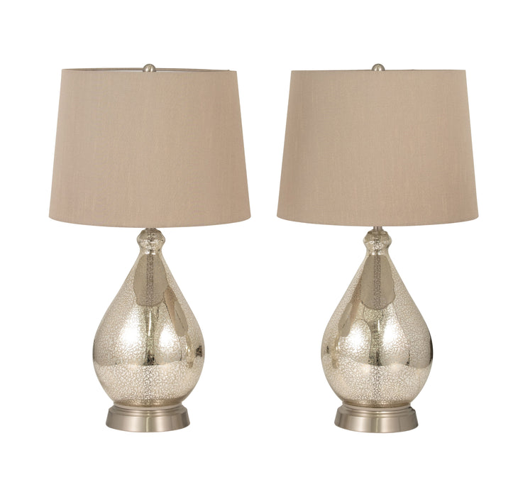 26" Glass Mercury Table Lamp (Set of 2) - Silver