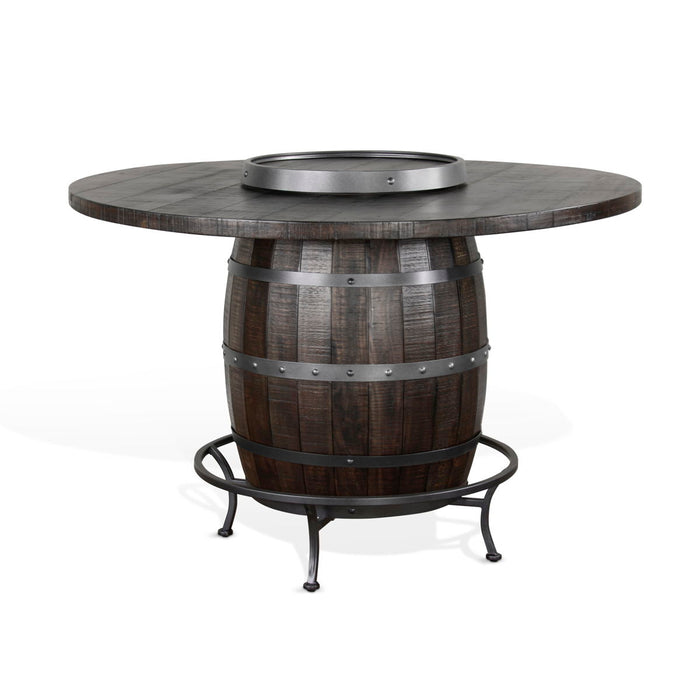 Homestead - Round Pub Table With Wine Barrel Base - Dark Brown