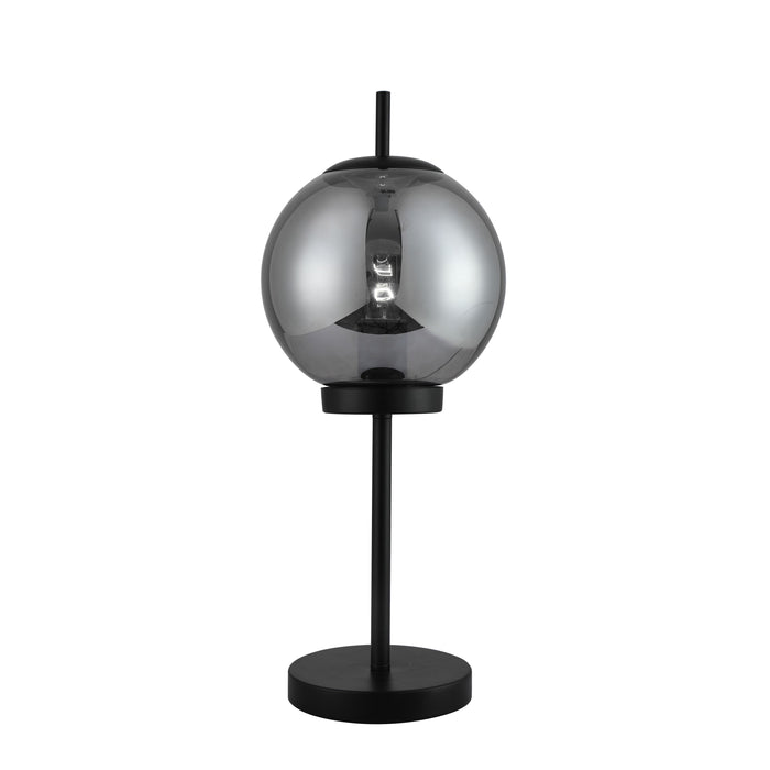 Metal Table Lamp With Glass Smoke Color Shade 20" - Black